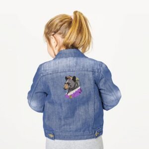 Black Bear Lady Embroidery Pattern Purple Bear