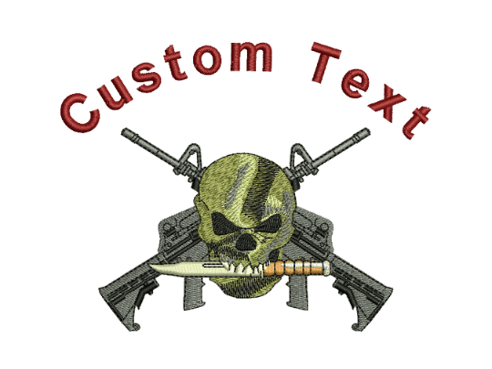 Custom Camo Skull Embroidery Design Army Skill Embroidery Pattern