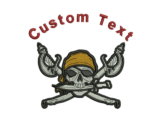 Pirate Skull with Swords Design for Embroidery Machines