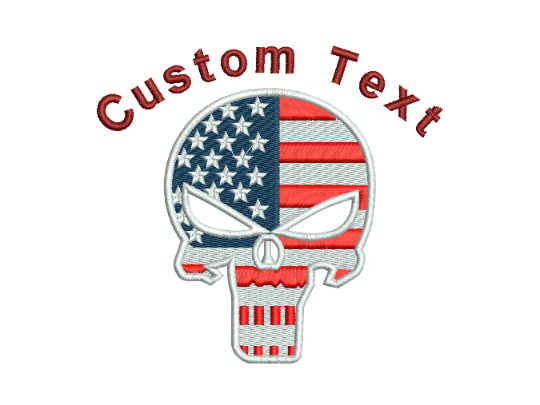 American Flag Skull Independence Day Embroidery Design