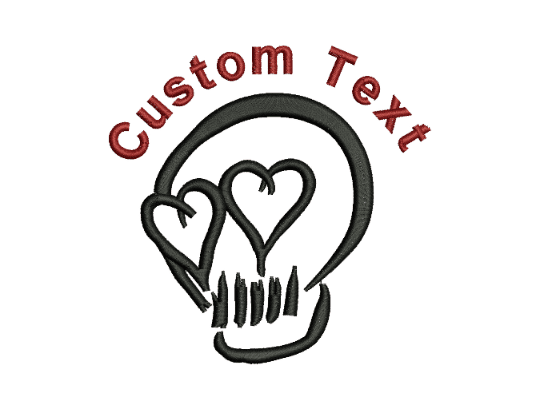 Heart Eyes Skull Embroidery Pattern For Valentine's Day