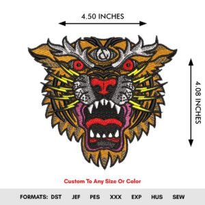 Wild Tiger Face Embroidery Pattern